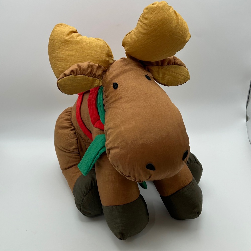 Vintage Department 56 Nylon Plush Moose Stuffed Animal Christmas Winter